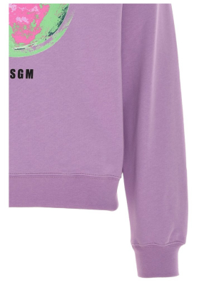 Msgm Fantastic Green Printed Sweatshirt