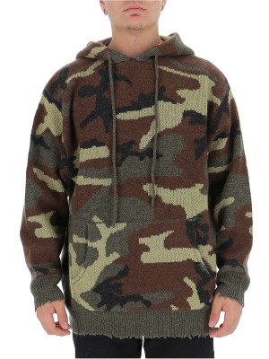 R13 Camouflage Print Kitted Hoodie