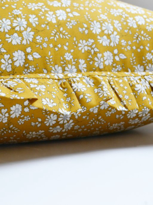 Gathered Edge Pillowcase Made With Liberty Fabric Capel Mustard
