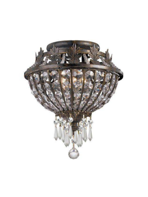 Vanderbilt 3 Light Clear Hand Cut Flush Mount