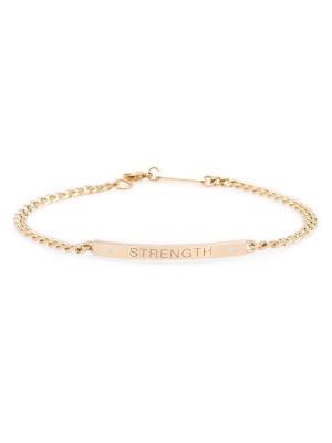 14k Small Curb Chain Personalized Id Bracelet With 2 Diamonds