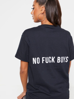 Black No Fuck Boys Oversized T Shirt