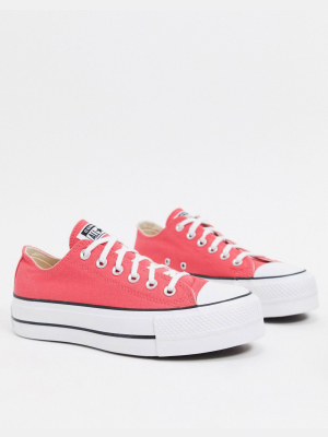 Converse Chuck Taykor All Star Ox Platform Sneakers In Red