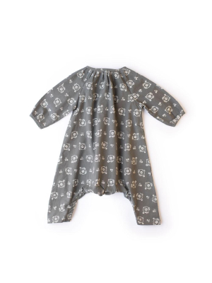 Wood Block Print Romper For Babies - Wood Anemone