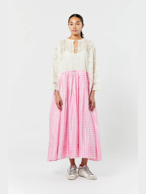 Pink Check Maxi Dress