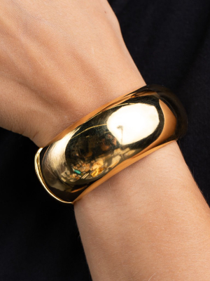 Polished Gold Domed Metal Bracelet