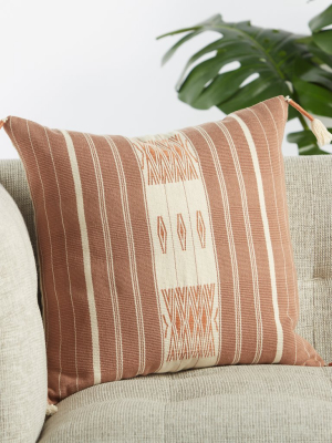 Lipila Hand-loomed Tribal Pillow In Mauve & Cream