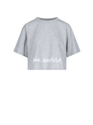 Mm6 Maison Margiela Logo Print Cropped T-shirt