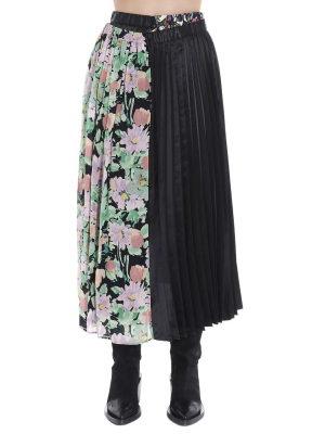 Junya Watanabe Pleated Floral Patchwork Skirt