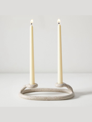 Sin Duo Candlestick Holder - Speckled White