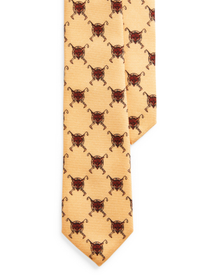 Fox Head-print Wool Narrow Tie