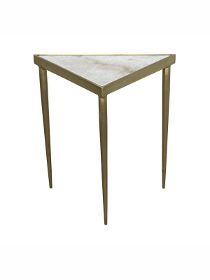 Noir Comet Triangle Side Table - Antique Brass