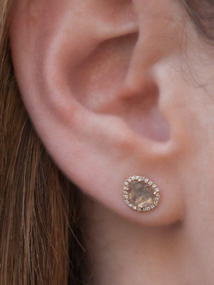 14kt Yellow Gold Diamond Slice Stud Earrings
