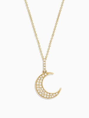 Effy Novelty 14k Yellow Gold Diamond Crescent Moon Pendant, 0.13 Tcw