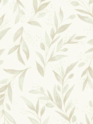 Olive Branch Wallpaper In Beige From Magnolia Home Vol. 2 By Joanna Gaines