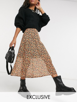 Wednesday's Girl Midi Skirt In Ditsy Floral Co-ord