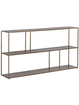 Eiffel Large Low Bookcase, Antique Brass