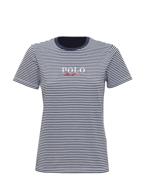 Polo Ralph Lauren Striped Logo Embroidered T-shirt