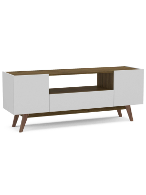 60" Brooklyn Tv Stand White/walnut - Chique