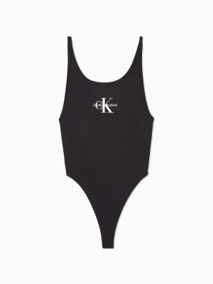 Monogram Logo Scoopneck Bodysuit