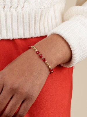 Crystal Heart Stretch Bracelet, Red