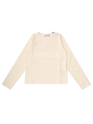 Moncler Enfant Logo Embroidered Long Sleeve Top