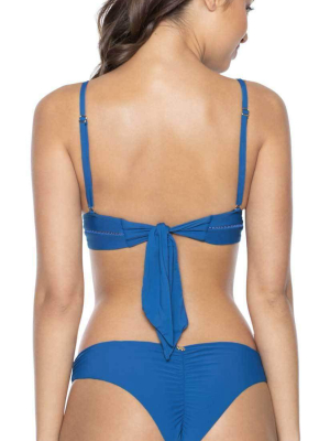 Pilyq Island Blue Basic Ruched Teeny Bikini Bottom