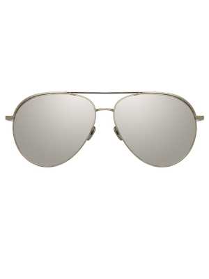 Roberts Aviator Sunglasses In White Gold And Platinum