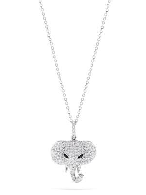 Effy Novelty 14k White Gold Diamond Elephant Pendant, 0.73 Tcw