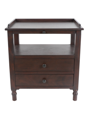 Timothy Side Table With Pull Out Tray Brown - Décor Therapy