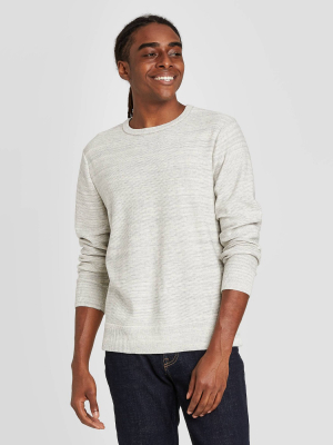 Men's Micro Striped Regular Fit Crewneck Sweater - Goodfellow & Co™ Light Gray