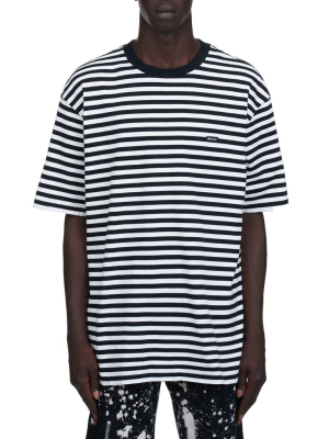 Logo Appliqué Striped Shirt (ui2a4810-white-bord)