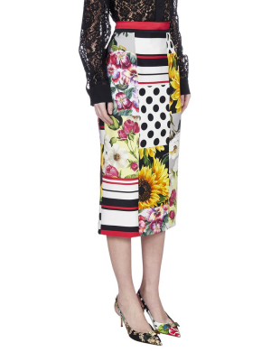 Dolce & Gabbana Patchwork Print Midi Skirt