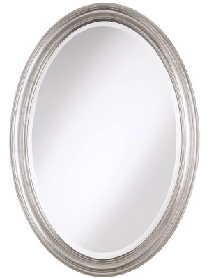 Noble Park Flanders Antique Silver 23 1/2" X 34" Oval Wall Mirror