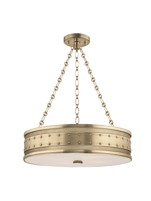 Gaines 4 Light Pendant Aged Brass