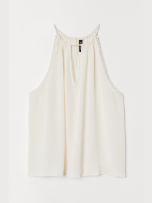 Sleeveless Crinkled Top