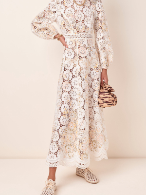 Amelie Embroidered Floral Linen Maxi Dress