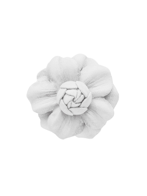 Fleur'd Mini Leather Lapel Pin- White Gardenia