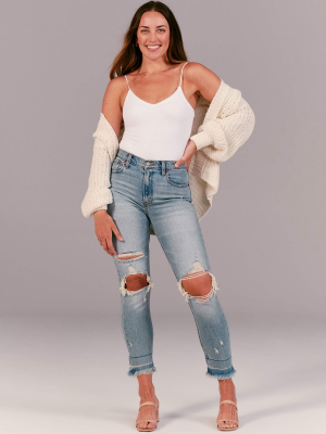 Ripped High Rise Mom Jeans