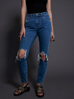 One Teaspoon High Waist Freebirds Jeans Texan Blue