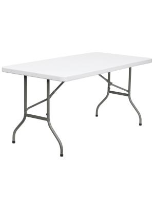 Flash Furniture 5-foot Granite White Plastic Folding Table