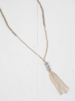 Frost Beaded Tassel Necklace