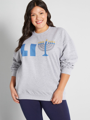 Lit Like A Menorah Graphic Sweatshirt