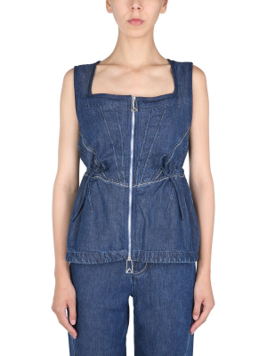 Bottega Veneta Zip-up Denim Top