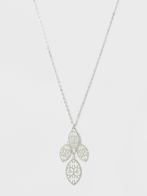 Four Filigree Ovals Long Necklace - A New Day™ Silver