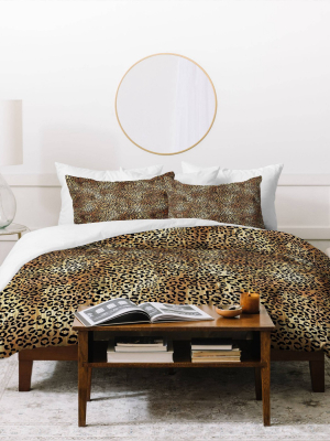 Schatzi Brown Leopard King Duvet Set Tan