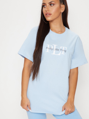 Prettylittlething Light Blue Oversized Slogan T...