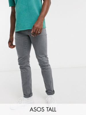 Asos Design Tall Slim Jeans In Vintage Gray