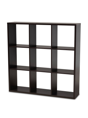 Janne 9 Cube Multipurpose Storage Shelf Dark Brown - Baxton Studio