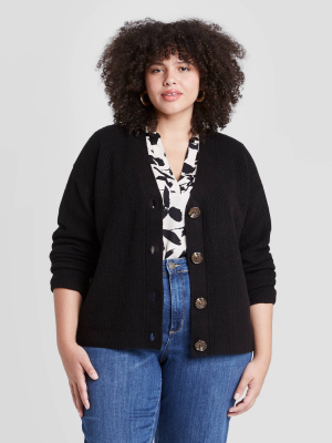 Women's Plus Size Open Neck Basic Cardigan - Ava & Viv™